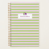 Aangepaste Naam Waterverf Roos Stripes Business Planner (Voorkant)