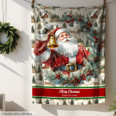 Aangepaste Naam Waterverf Santa Throw Blanket Fleece Deken