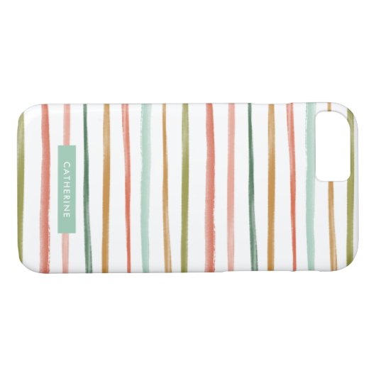 Aangepaste naam waterverf Stripes Case-Mate iPhone Case (Achterkant (Horizontaal))