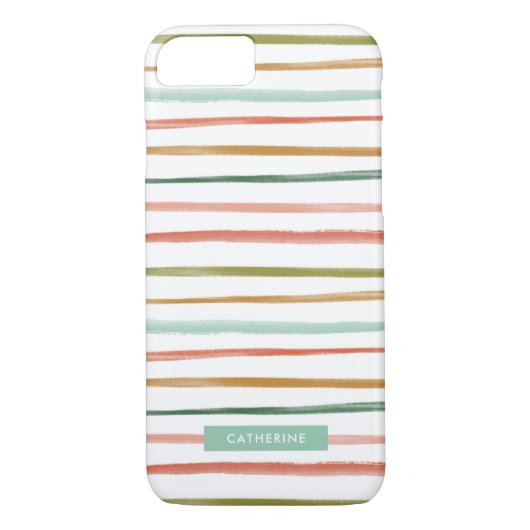 Aangepaste naam waterverf Stripes Case-Mate iPhone Case (Achterkant)