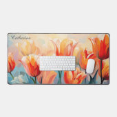 Aangepaste naam Waterverf Tulpen Bureaumat (Keyboard & Muis)