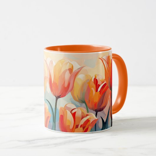 Aangepaste naam Waterverf Tulpen Mok (Voorkant rechts)