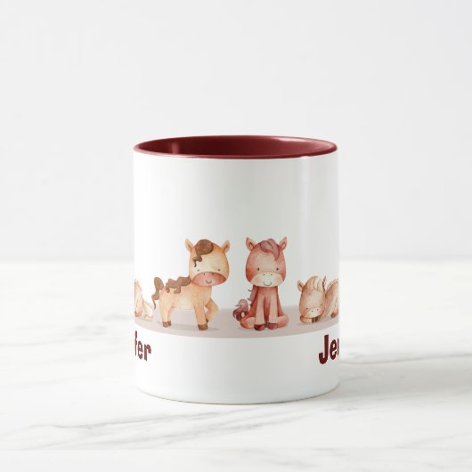 Aangepaste naam Waterverf van paardenpest Dierlijk Mok (Midden)