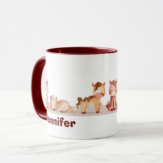 Aangepaste naam Waterverf van paardenpest Dierlijk Mok (Voorkant links)