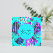 Aangepaste naam Waterverf Vlinder Blauw Paarse Roz Kaart (Staand voorkant)