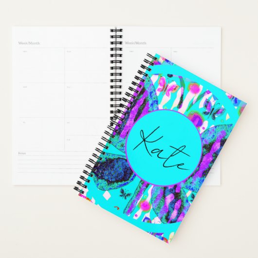 Aangepaste naam Waterverf Vlinder Blauw Paarse Roz Planner (Display)