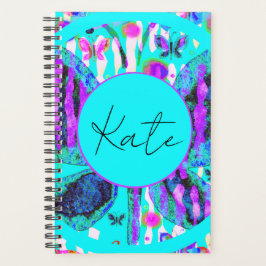 Aangepaste naam Waterverf Vlinder Blauw Paarse Roz Planner