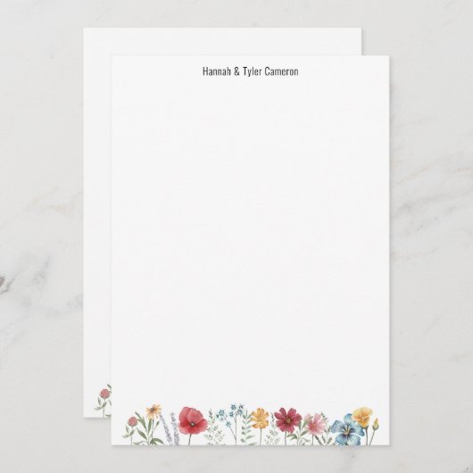 Aangepaste naam Waterverf Wildflower Persoonlijke Kaart (Voorkant / Achterkant)