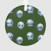 Aangepaste naam Waterverf Winterbos Sneeuwbol Ornament (achterkant)