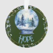 Aangepaste naam Waterverf Winterbos Sneeuwbol Ornament (voorkant)