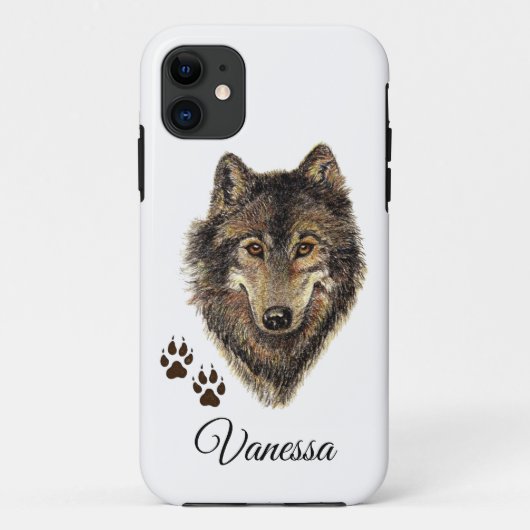 Aangepaste naam waterverf Wolf & Tracks Case-Mate iPhone Case (Achterkant)