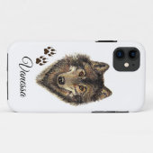 Aangepaste naam waterverf Wolf & Tracks Case-Mate iPhone Case (Achterkant (horizontaal))