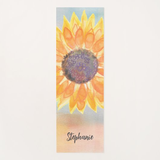 Aangepaste naam Waterverf Zonnebloem Yogamat (Voorkant)