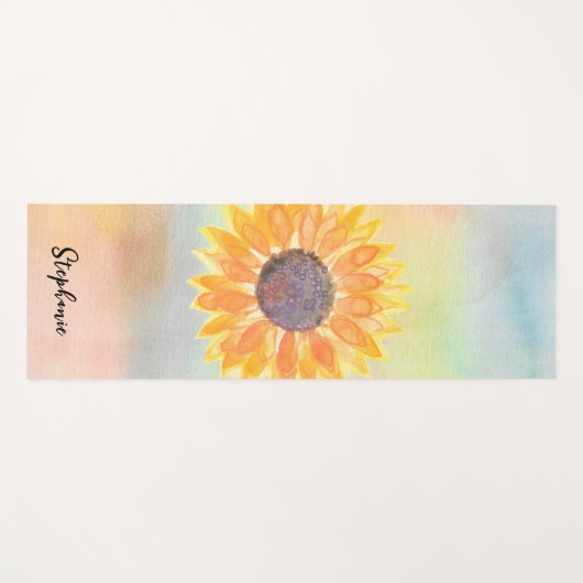 Aangepaste naam Waterverf Zonnebloem Yogamat (Voorkant (horizontaal))