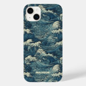 Aangepaste naam Waves Patroon Case-Mate iPhone Case (Achterkant)