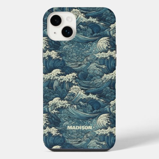 Aangepaste naam Waves Patroon iPhone Hoesje (Achterkant)