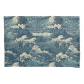 Aangepaste naam Waves Patroon Kussensloop (Voorkant)