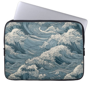 Aangepaste naam Waves Patroon Laptop Sleeve