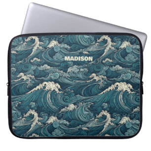 Aangepaste naam Waves Patroon Laptop Sleeve