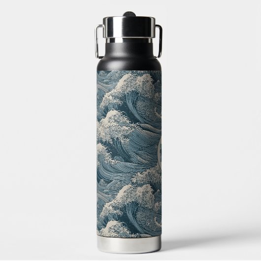 Aangepaste naam Waves Patroon Waterfles (Voorkant)