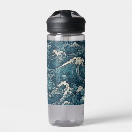 Aangepaste naam Waves Patroon Waterfles (Voorkant)