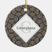 Aangepaste naam We kijken naar u Navy & Gold Deco Keramisch Ornament (Voorkant)