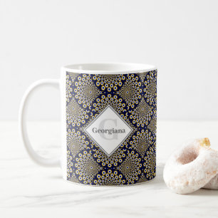 Aangepaste naam We kijken naar u Navy & Gold Deco Koffiemok