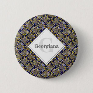 Aangepaste naam We kijken naar u Navy & Gold Deco Ronde Button 5,7 Cm