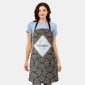 Aangepaste naam We kijken naar u Navy & Gold Deco Schort (Gedragen)