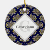 Aangepaste naam We kijken naar u Navy & Gold Retro Keramisch Ornament (Voorkant)