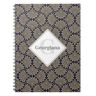 Aangepaste naam We kijken naar u Navy & Gold Retro Notitieboek