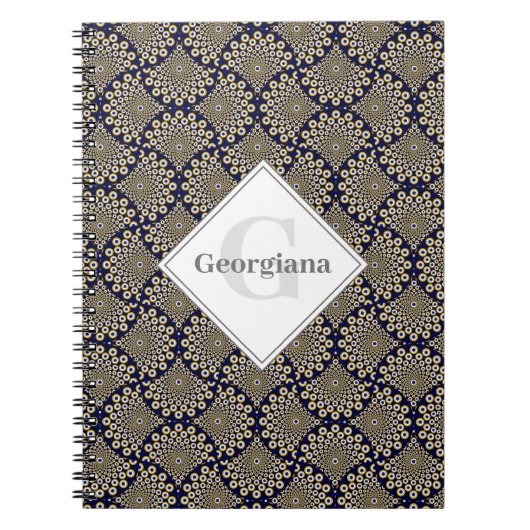 Aangepaste naam We kijken naar u Navy & Gold Retro Notitieboek (Voorkant)