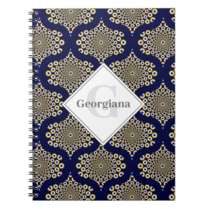 Aangepaste naam We kijken naar u Navy & Gold Retro Notitieboek