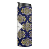 Aangepaste naam We kijken naar u Navy & Gold Retro Thermosbeker (Geroteerd rechts)