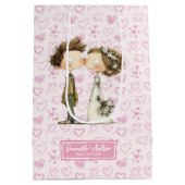 Aangepaste Naam Wedding Gift Bag Quirky Design Medium Cadeauzakje (Achterkant)