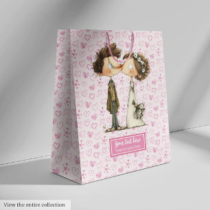 Aangepaste Naam Wedding Gift Bag Quirky Design Medium Cadeauzakje