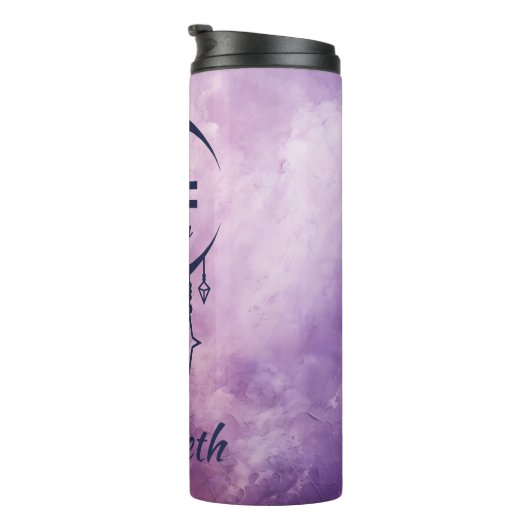 Aangepaste naam Weegschaal Zodiac teken Thermosbeker (Geroteerd rechts)