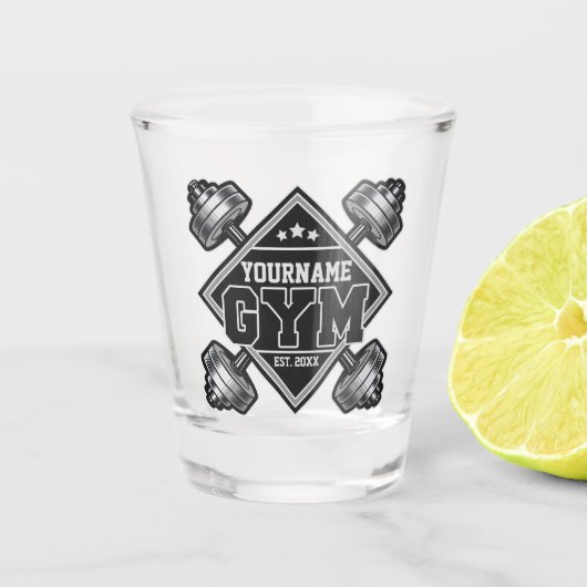 Aangepaste naam Weightlift Home Crossfit Gym Shot Glas (Voorkant)