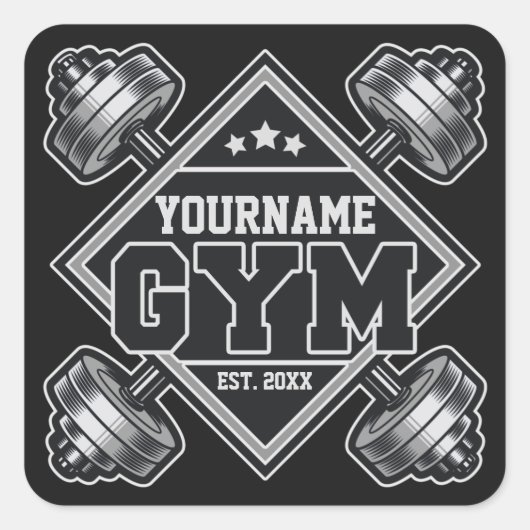 Aangepaste naam Weightlift Home Crossfit Gym Vierkante Sticker (Voorkant)