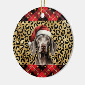 Aangepaste naam Weimaraner hond Santa hat Buffalo Keramisch Ornament (Links)