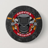 Aangepaste naam Welder Metal Fabricator Weldequate Ronde Button 7,6 Cm (Voorkant)