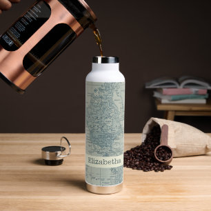 Aangepaste naam Wereldkaart reizen Waterfles