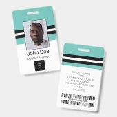 Aangepaste naam werknemer, foto, streepjescode, Lo Badge (Voor- en achterkant)