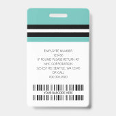 Aangepaste naam werknemer, foto, streepjescode, Lo Badge (Achterkant)