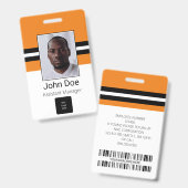 Aangepaste naam werknemer, foto, streepjescode, Lo Badge (Voor- en achterkant)