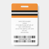 Aangepaste naam werknemer, foto, streepjescode, Lo Badge (Achterkant)