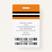 Aangepaste naam werknemer, foto, streepjescode, Lo Badge (Achterkant)