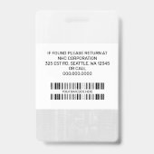 Aangepaste naam werknemer, foto, streepjescode, Lo Badge (Achterkant)