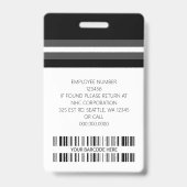 Aangepaste naam werknemer, foto, streepjescode, Lo Badge (Achterkant)