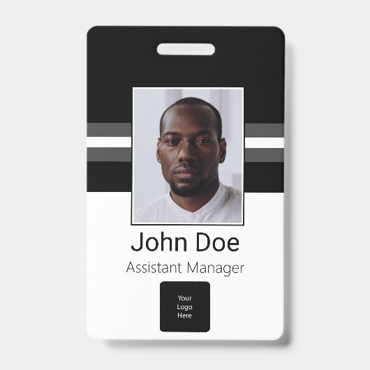 Aangepaste naam werknemer, foto, streepjescode, Lo Badge (Voorkant)